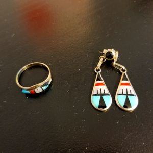 Authentic New Mexican Turquoise Ring & Earrings